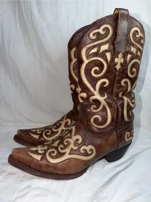 Tony Lama Earth Santa Fe Leather Snip Toe Western Boots VF3024 Size 9B thumbnail 2