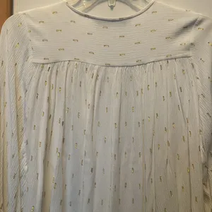 Zara gauze creamy white gold foil dot top thumbnail 7