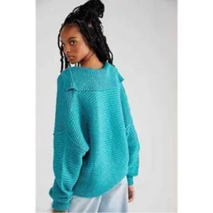 Free People Marlie Ribbed Pullover Sweater‎ in Mar Chiquita xs thumbnail 10