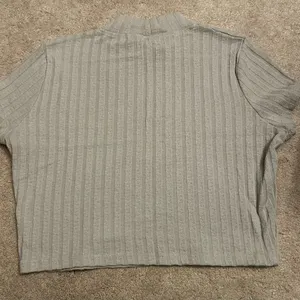 Cotton On Light Gray Ribbed Mock Neck Short Sleeve Top thumbnail 2