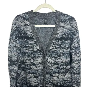 Athleta Sz S Westlake Textured Cardigan Sweater Gray Fog Camo Fine Merino Wool thumbnail 2