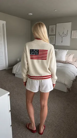 Universal Thread Americana Collared Pullover Sweater Nantucket Fall Winter thumbnail 2