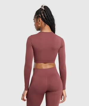 Gymshark everyday seamless long sleeve top burgundy small thumbnail 3