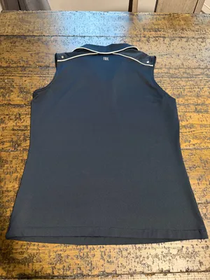 Tail Golf Women's Sleeveless Polo Navy Blue White Trim Horsebit Collar Medium thumbnail 7
