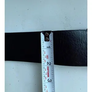 Chico’s Black Leather Belt with Silver Textured Double Ring Buckle thumbnail 5