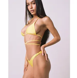 Yellow Tigermist Bikini Set With Beaded Chain thumbnail 5