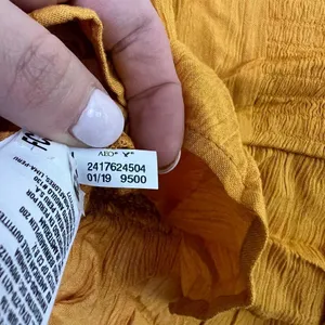 NWT American Eagle Crochet Boho Cropped Ruffle Hem Mustard‎ Yellow Top Blouse thumbnail 10