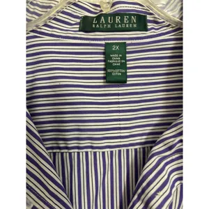 Lauren Ralph Lauren‎ Womens 2X Purple White Striped Business Casual Preppy thumbnail 3