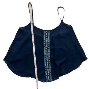 January 7 Sheer Women's Crop Top S Aztec Summer Festival Embroidered Blouse thumbnail 5