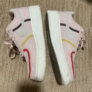 Pink Nike stitched Air Force ones thumbnail 3