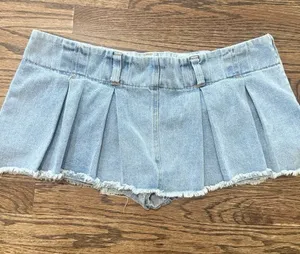 Revolve Lioness Denim Rendezvous Micro Mini Skort Festival Concerts Size XL 3069 thumbnail 1