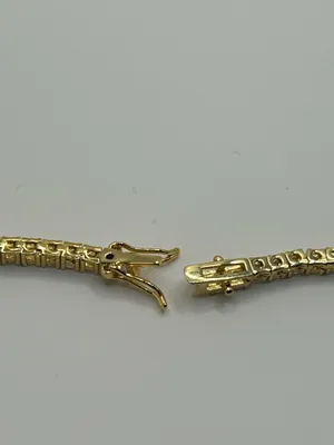 Moissanite Iced Out Tennis Chain and Bracelet Set Gold 3mm VVS1 22” and 7” thumbnail 6