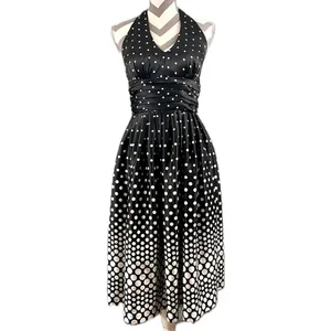 Eliza J Polka Dot Halter Dress - Size 6 NWT - Retro Fit & Flare Black White thumbnail 2