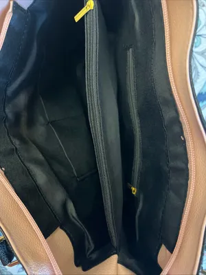 Sleek Black Pebbled Tote with Pink Trim and Gold Hardware thumbnail 8