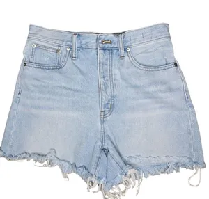 Madewell The Momjean Shorts Light Wash Denim 27 raw hem distressed button fly thumbnail 3
