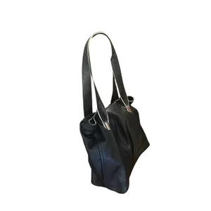 CROMIA Italian Leather Shoulder Bag Black Silver Hardare LUXURY Purse thumbnail 14