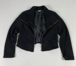 BKE Jacket Womens Small Black Faux Suede‎ Moto Quilted Shoulder Zip Biker thumbnail 1
