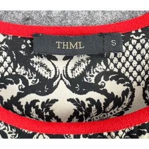 THML Shift Dress S Black Fleur De Lis‎ Red Colorblock Sleeveless Moulin Rouge thumbnail 12