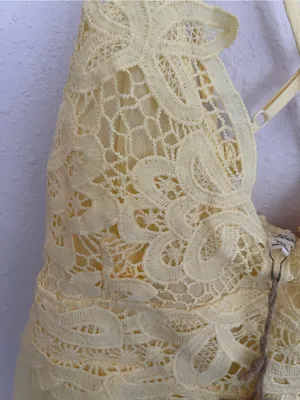 Listicle Yellow Crochet Lace Spaghetti Strap Sundress thumbnail 4