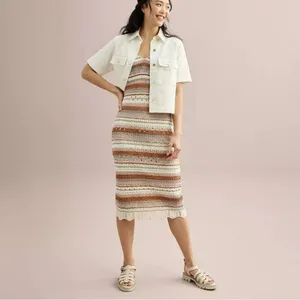 Boho Knit Midi Dress /Fall‎ Crochet Style Perfect for Thanksgiving Gatherings 🍂 thumbnail 6