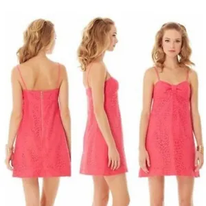 Lilly Pulitzer Karina Lipstick Pink‎ Lace Empire Waist Dress Adorable thumbnail 2