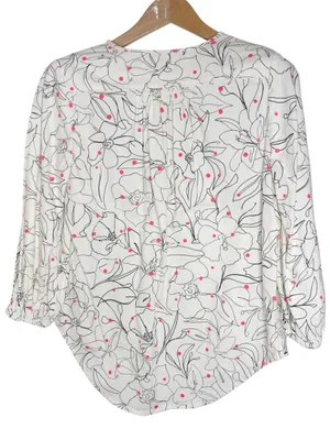 Maeve Anthropologie Bethesda Flannel Floral Polka Dor Front Buttoned Blouse sz M thumbnail 3