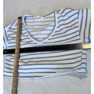 altar'd state Sylvie V Neck Crop Striped Blue& White Women’s Xxs Relaxed Xxs thumbnail 6