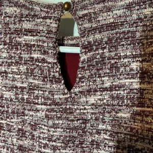 Anthropologie Antionette Dress Tweed Shift Short Sleeve Keyhole Maroon Pink S thumbnail 4