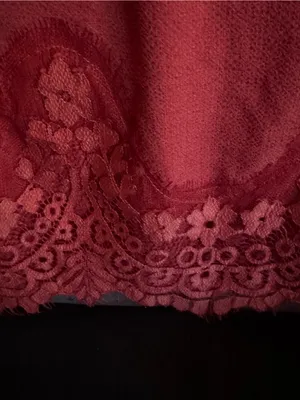 ELF Deep Burgundy Lace Flutter Sleeve Blouse Red thumbnail 5