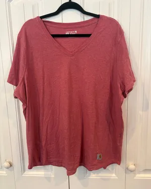 Carhartt pink marled knit relaxed fit v neck size 3X thumbnail 1