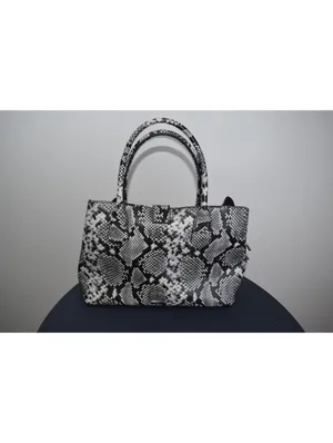 ALDO Black White Snakeskin Print Tote Bag Black Lining thumbnail 7