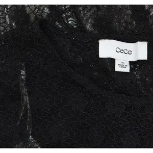 NWT Cece Womens Metallic Lace-Over Long-Sleeve Midi Dress Black XS thumbnail 9