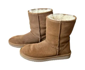 KOOLABURRA BY UGG Tan Leather Short Faux Fur Lined‎ Boots Size 6 Casual Neutral thumbnail 1