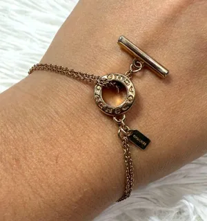 Coach Gold Toned Open Circle Double Strand Toggle Bracelet thumbnail 1
