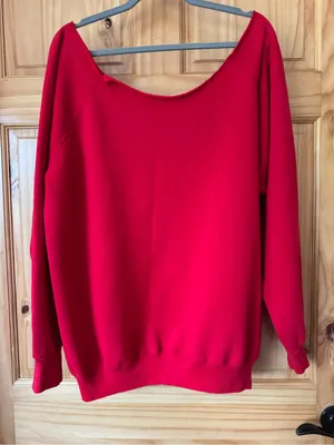 Ugly Christmas Holiday scene oversized off shoulder sweatshirt size XL thumbnail 5