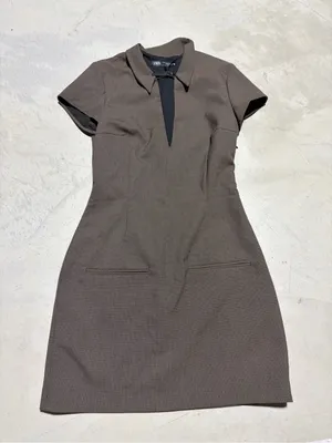 Zara Brown Short-Sleeve Collared Sheath Dress XS thumbnail 1