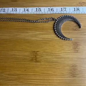 Silver Crescent Moon Pendant Necklace thumbnail 6