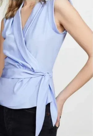 Amanda Uprichard Emmett 100% Silk Sleeveless Wrap Blouse Top Size Large 1425 thumbnail 1