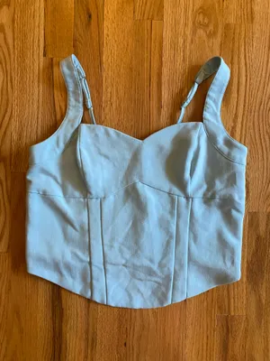 Abercrombie Light Blue Crop Corset Top thumbnail 1