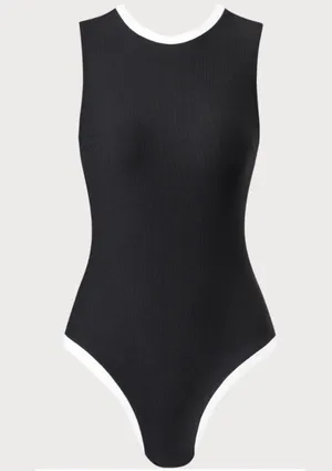 BERLOOK Contrast Round Neck Backless One-Piece Swimsuit 69 thumbnail 7