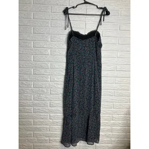 Lola Grace Floral Midi Dress Womens Medium‎ Black Blue NEW Tie Strap Sweetheart thumbnail 6