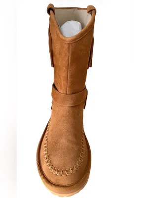 Free People Suede Faye Fringe Pull On Boots Color Honey Women’s 7.5 NWT thumbnail 3