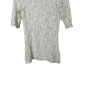 BKE Cream Lace Short Sleeve Sheer‎ Floral Pattern Top Y2K Medium thumbnail 2