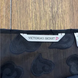 Victoria's Secret Black Sheer Nightie Slip Sexy Sz L Hearts thumbnail 7