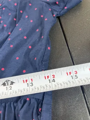 Vermont Country Store S Navy Pink Polka Dot Shirt Dress Cotton Tie Waist Cottage thumbnail 12