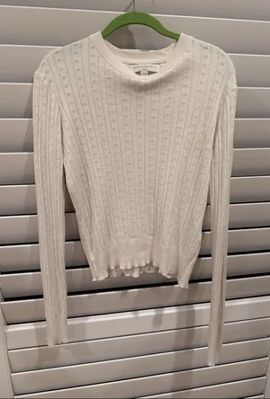Spiritual Gangster Cream Ribbed Crewneck Sweater thumbnail 1