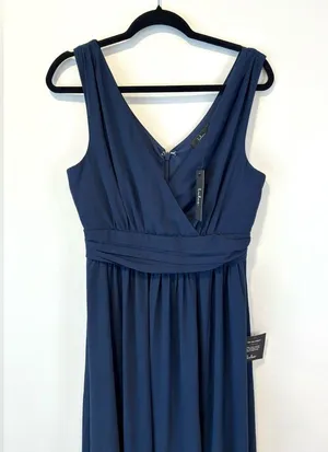Lulus Thoughts of Hue Surplice Sleeveless Navy Blue Maxi Dress Bridesmaid Formal thumbnail 3