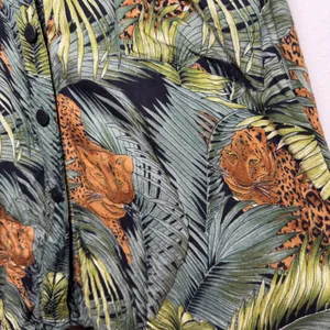 We Be Bop Women Rayon Button‎ Up Shirt 2X Green Leopard Jungle Tropical Print thumbnail 6