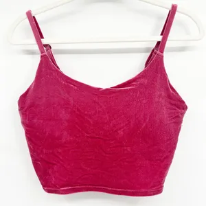 Athleta Womens Elation V-Neck Crushed‎ Velvet Crop Workout Tank Top Size M Pink thumbnail 3