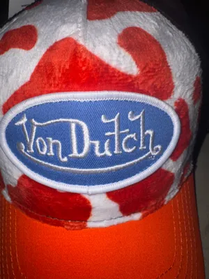 Von Dutch Orange Cow Print Mens Trucker Hat one size thumbnail 9